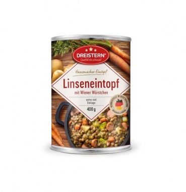 Dreistern Hausmacher Linseneintopf + Wiener Wrstchen 400gr Dose