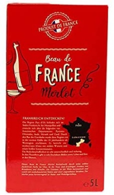 Beau de France Bag in Box Merlot Rotwein 5 l Bag in Box trocken