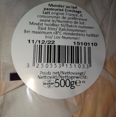 Franzsischer Weichkse - ELSASS - Munster - Ermitage - 500 g