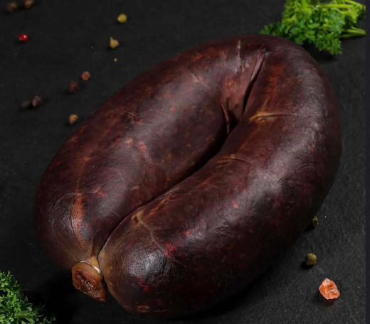 Bauernblutwurst im Naturdarm, fein gewürzt und geräuchert - 430g im Ring