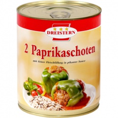 Dreistern 2 Paprikaschoten mit feiner Fleischfllung in pikanter Sauce 800gr Ringpull-Dose