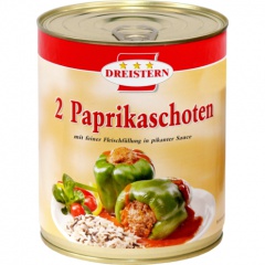 Dreistern 2 Paprikaschoten mit feiner Fleischfllung in pikanter Sauce 800gr Ringpull-Dose