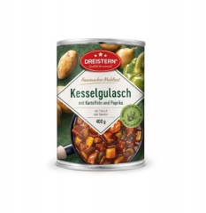 Dreistern Hausmachermahlzeit Kesselgulasch mit Kartoffeln+Paprika 400gr Dose