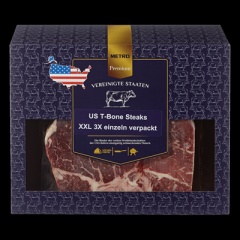 Premium US T-Bone Steaks XXL, tiefgefroren, 3 Stück, vak.-verpackt - je kg