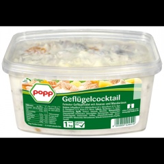 Popp Feinkost Geflgel-Cocktailsalat mit Ananas & Mandarinen mit Hhnerfleisch -1 kg Becher