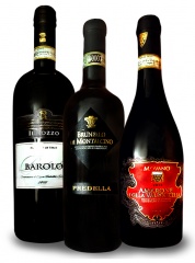Top-Wein-Präsent-Pake-Classic mit Amarone,Barolo+Brunello je1x0,75l Flasche