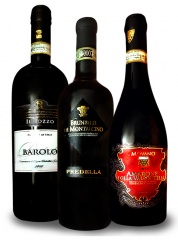 Top-Wein-Prsent-Pake-Classic mit Amarone,Barolo+Brunello je1x0,75l Flasche
