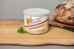 Braun Metzgerei Pflzer Schinkenwurst 3x200g Ringpull-Dose+Deckel
